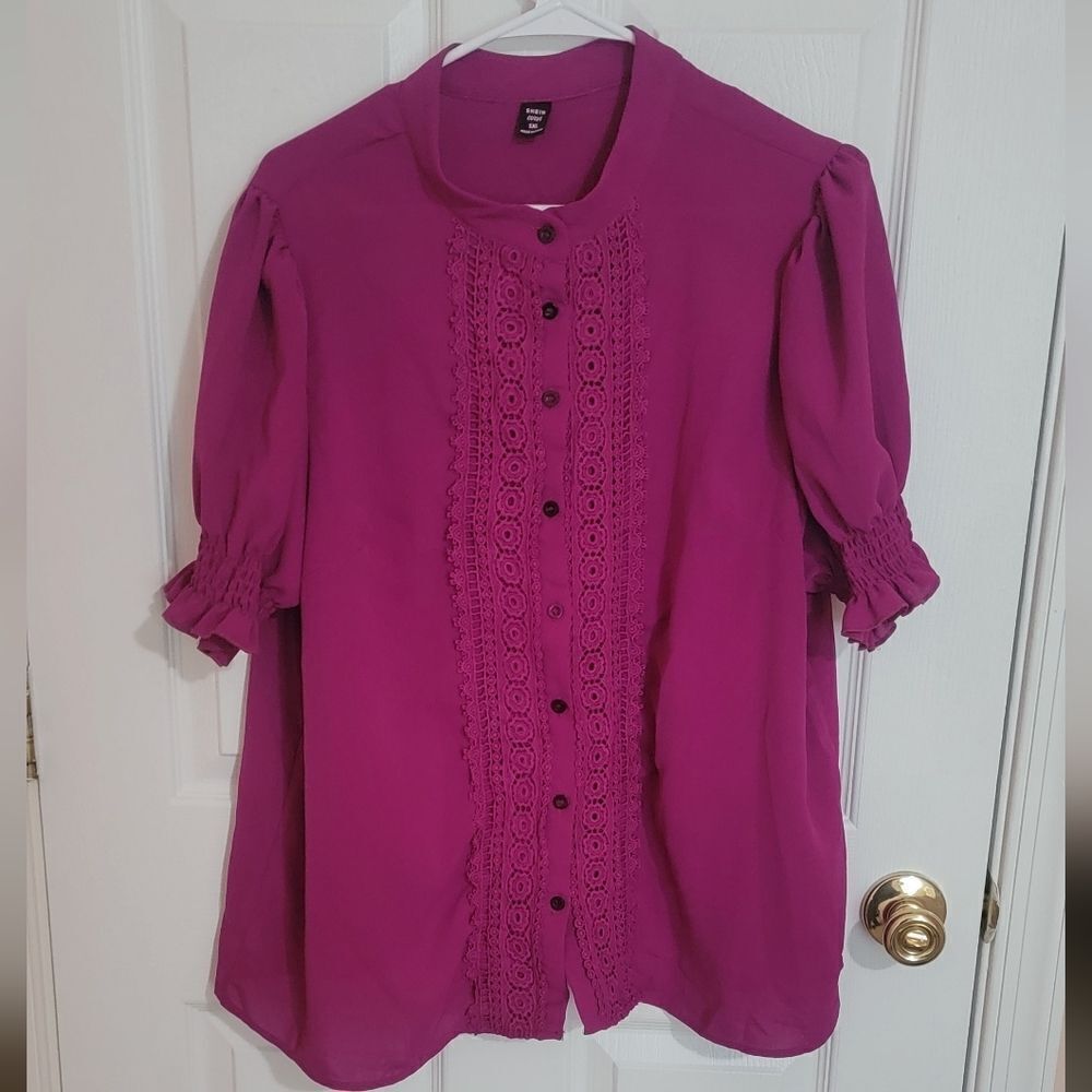 Women's Purple Blouse With Lace Detail